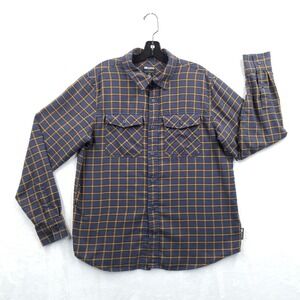 Outdoor Research Shirt Men L Blue Plaid Feedback Flannel Cotton Poly Long Sleeve
